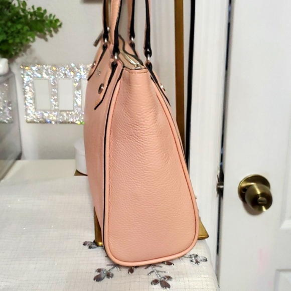 KARL LAGERFELD PINK PEBBLE LEATHER SATCHEL BAG - Picture 7 of 17